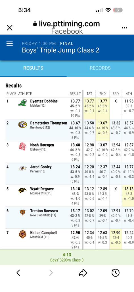 Dyentez Dobbins results 