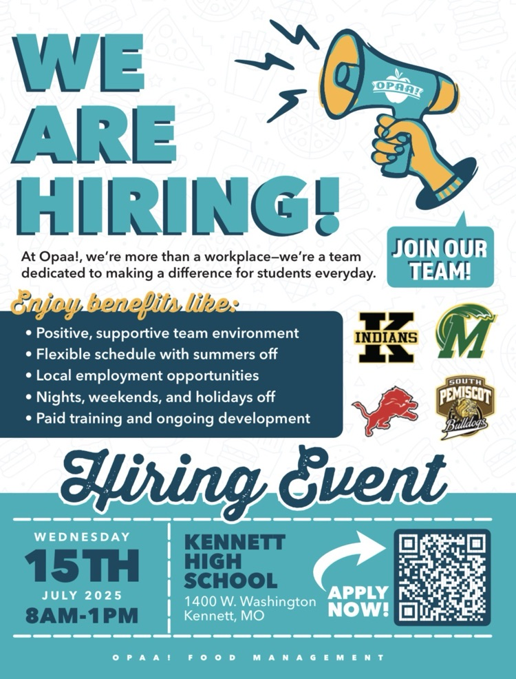 Malden School District would like to share the upcoming “OPAA!” Hiring Event for food service!