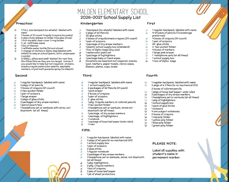 School Supply List