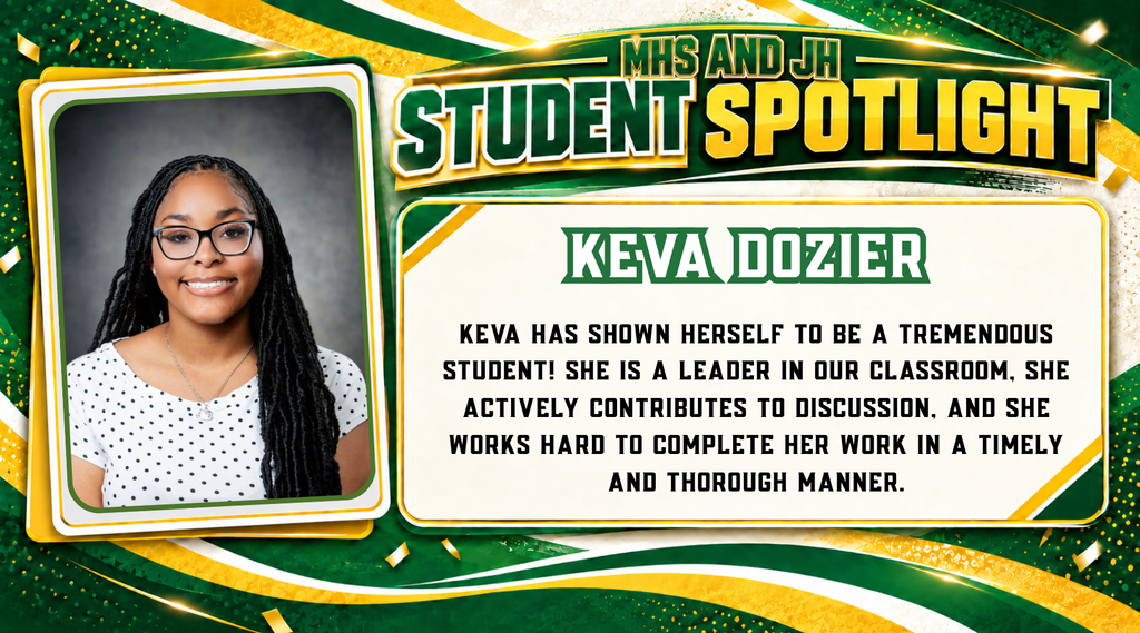 Keva has shown herself to be a tremendous student! She is a leader in our classroom, she actively contributes to discussion, and she works hard to complete her work in a timely and thorough manner.