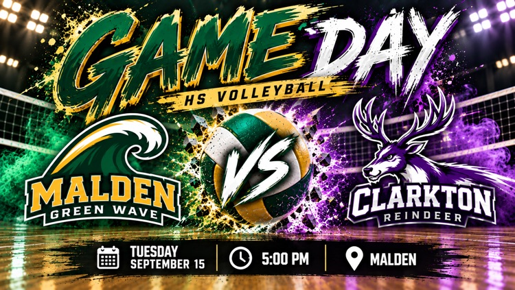 🏐 GAME DAY! 💚💛 The Green Wave is back at home Tuesday night! Come out and cheer on Malden Volleyball as they take on the Clarkton Reindeer! 💜🤍 📅 Tuesday, September 15 ⏰ 5:00 PM 📍 Malden 🌊 Go Green Wave! 🏐