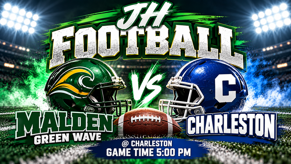 🏈 JH FOOTBALL GAME DAY! 🏈 The Green Wave hits the road tonight! 🌊💚💛 🏈 Malden Green Wave vs. Charleston 📍 @ Charleston ⏰ Game Time: 5:00 PM Good luck to our JH Green Wave! Bring the energy and represent Malden!