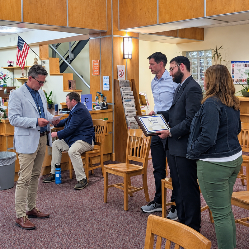 Teachers representing Team Innovate from the Middle School receive award from the New York State School Board Association