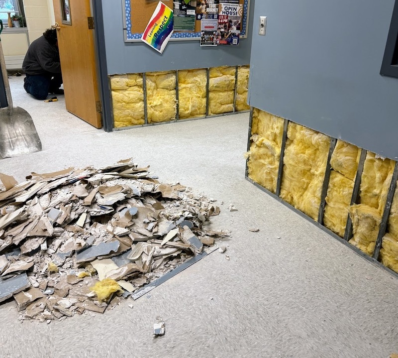 Guidance office in the process of sheetrock removal.
