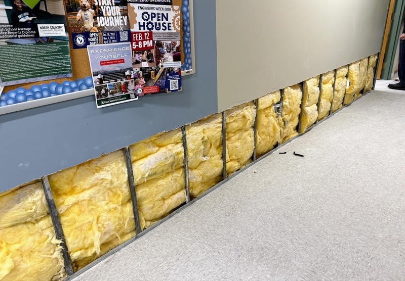 Guidance hallway with sheetrock removed.