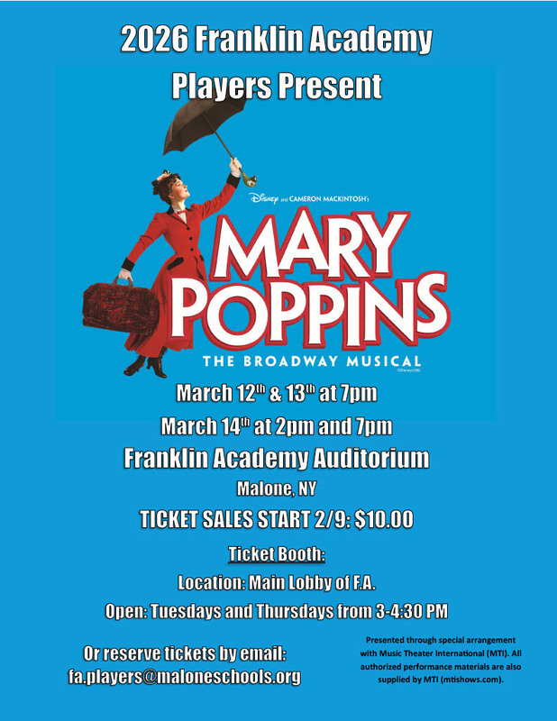 FA Players Presents Mary Poppins, poster conveys same message in text of article.