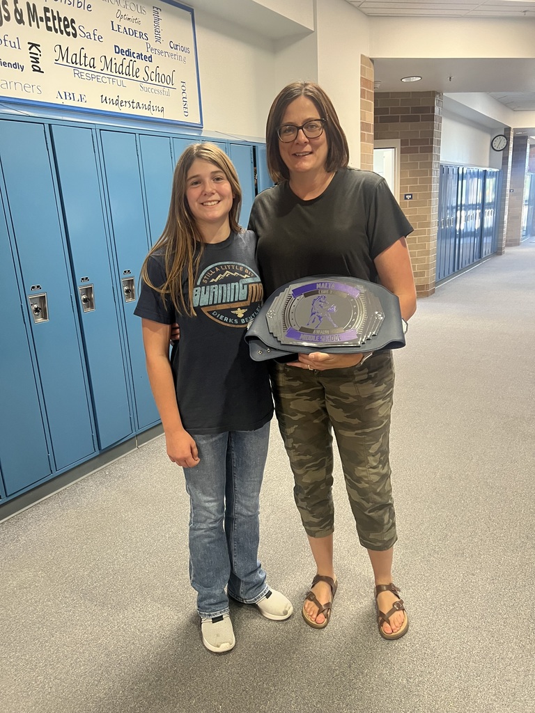 Mrs. Shyla Clausen is the first recipient of the Core 3 Award for the MS. Nominated by Kallie, the Core 3 Award allows students to recognize any staff member who: Empowers students to learn, Leads with kindness and by example, and exhibits Excellence.  The Core 3 reflect our mission statement of "Empowering Learners, Inspiring Leaders" and our motto of "A Tradition of Excellence."  Kallie nominated Mrs. Clausen because "she empowers me to learn by giving me goals to achieve that motivate me to get the work done and do it efficiently. Mrs. Clausen is always ready to help you with any questions you might have and always makes sure we."  Congratulations, Mrs. Clausen!