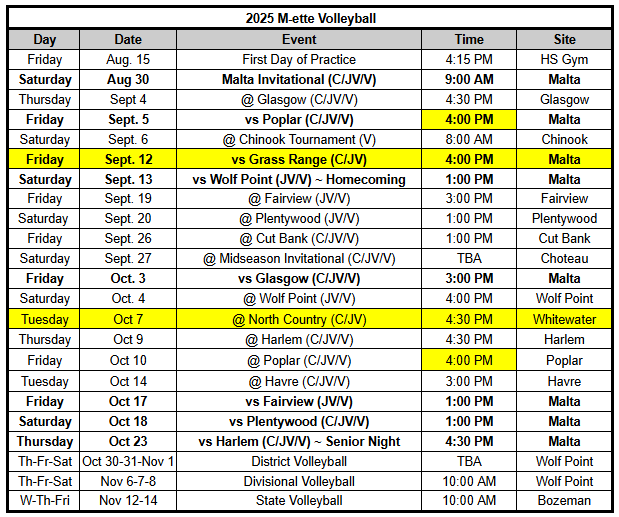 HS VB SCHEDULE UPDATED