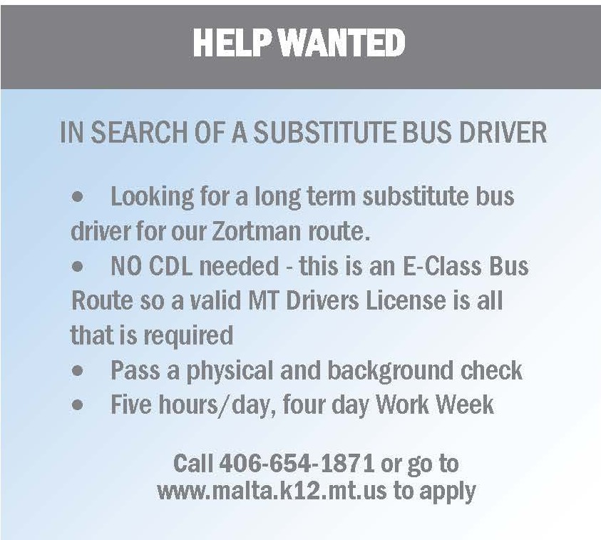 zortman bus driver wanted