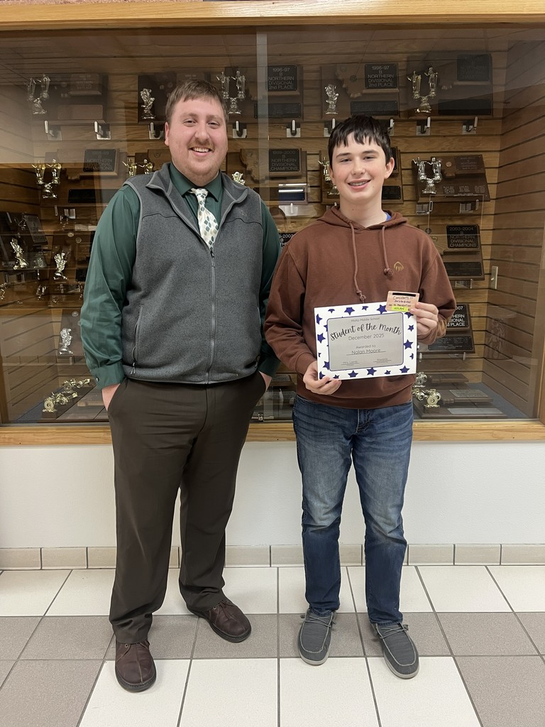 Malta Middle School is proud to partner with the Malta Kiwanis Club to recognize and celebrate outstanding students who demonstrate academic excellence, respect, service to others, and are a positive influence within our school and community. December Student of the Month is Nolan M. Mr. Hough had this to say, "Nolan has made great strides to stay on top of his work during this year and has shown an impressive dedication to school. He started the year picking a difficult class. However, despite the level of the class, he has been working hard to learn the material and rise up to the challenge. Additionally, he has been diligent in making sure he does not have any late or missing work, and he has been asking for help often to make sure his work gets done right. The amount of growth in character this is showing is phenomenal and deserves to be rewarded. Nolan is a dedicated young man who has a good heart. He often can be found walking through the halls with his friends and laughing with them. His humor is entertaining and he keeps his jokes relevant and appropriate in class, trying to bring a laugh to teachers and fellow students when appropriate." Congratulations Nolan!