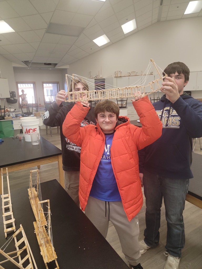 Winning bridge building team.