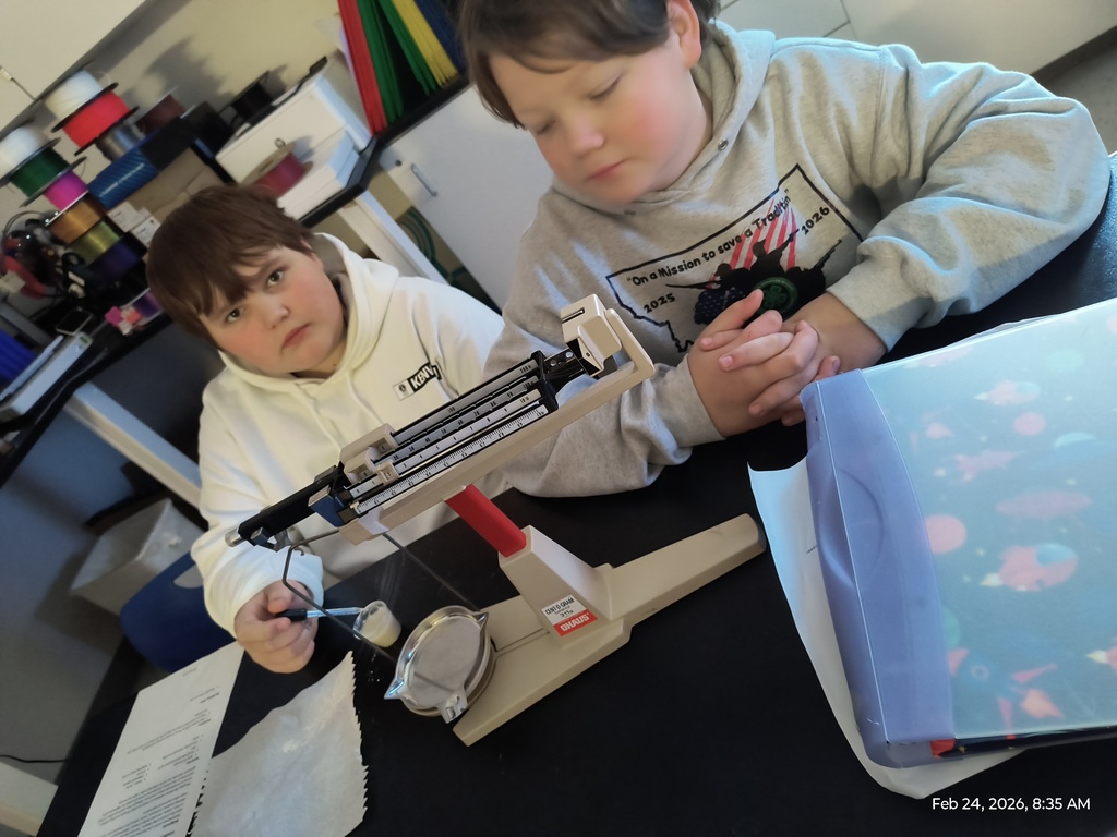 Two students measuring the mass of the diatomaceous earth to prepare their samples