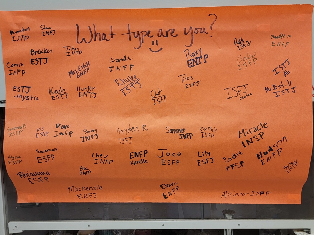 Personality inventory results.