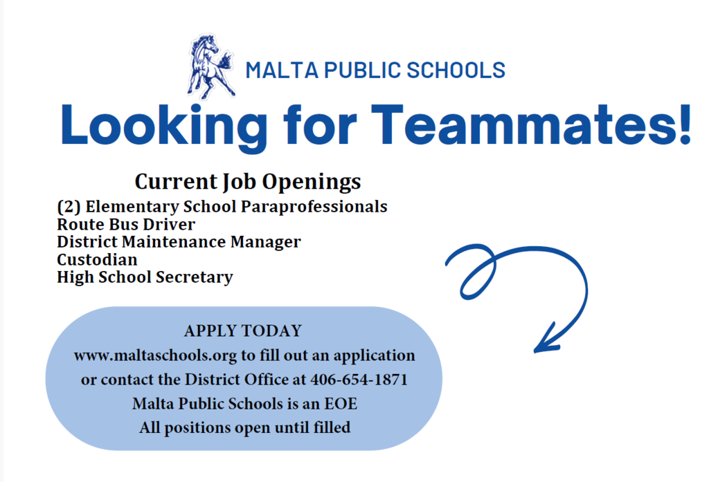 An ad for Malta Public Schools classified job openings