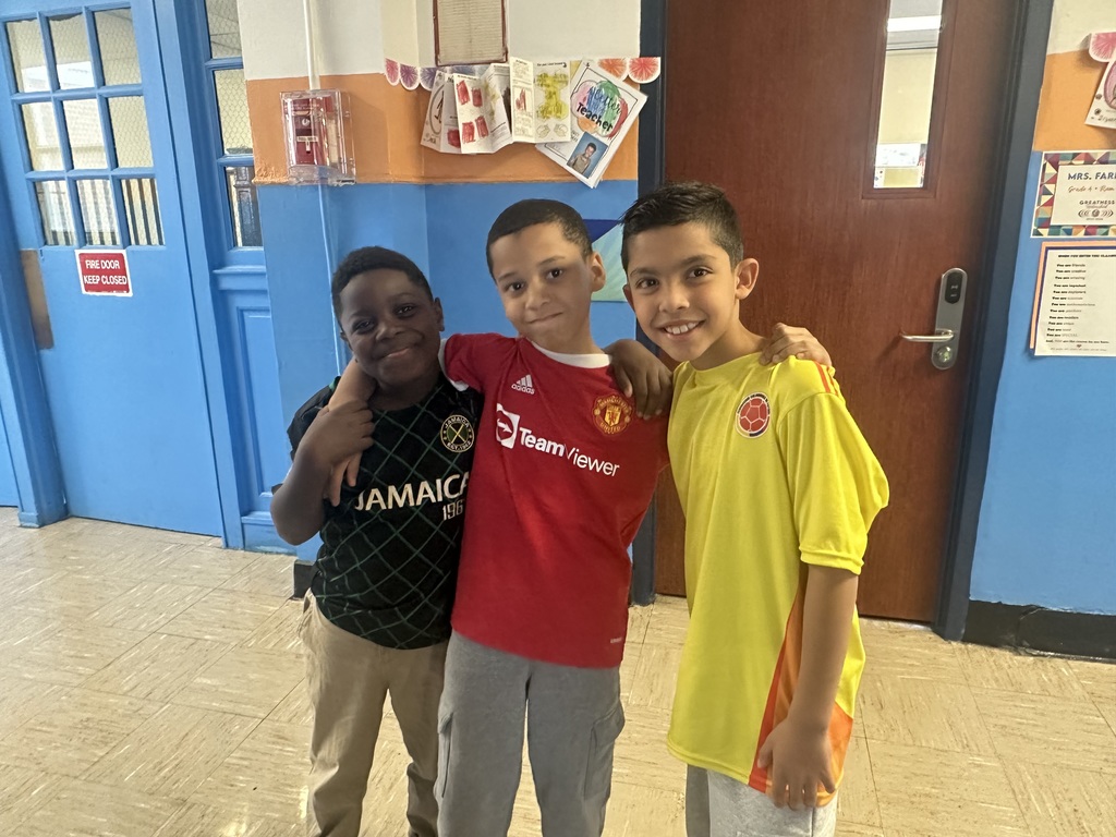 Students wearing sports jerseys for Spirit Week