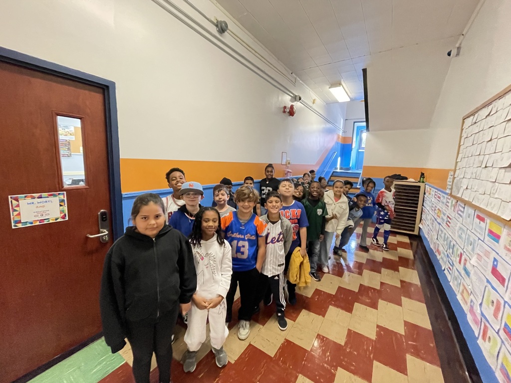 Students wearing sports jerseys for Spirit Week