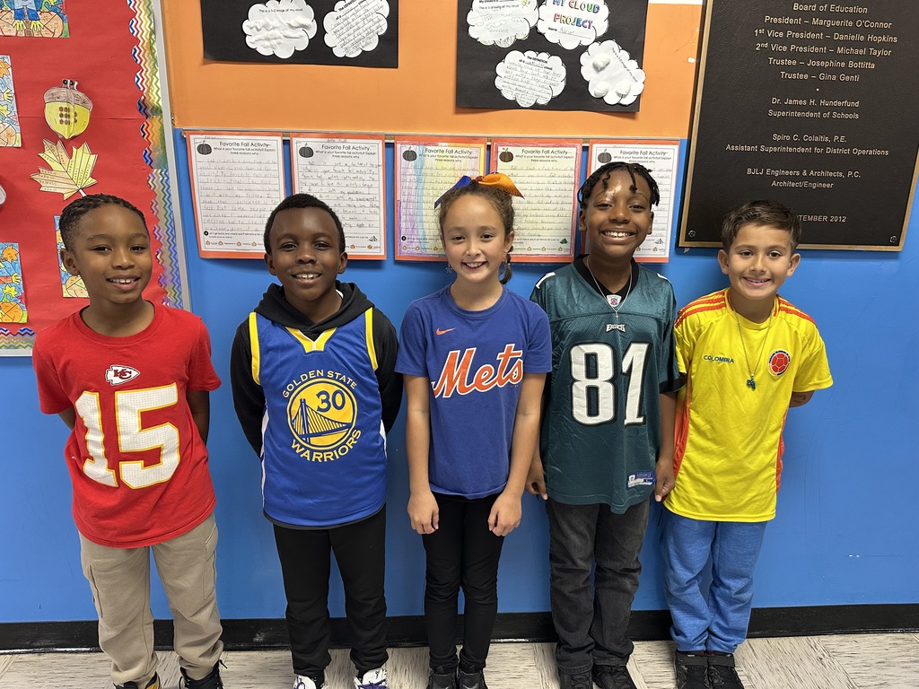 Students wearing sports jerseys for Spirit Week