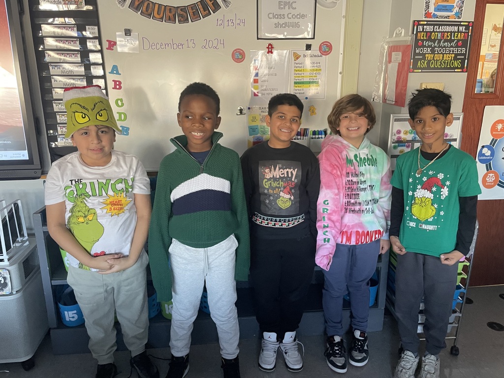Students dressed up for Grinch Day