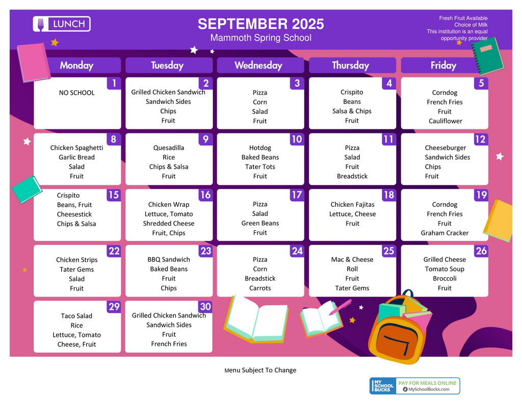 Sept menus