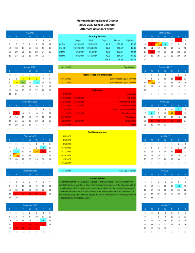 2026-27 School Calendar