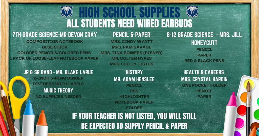 high school supplies