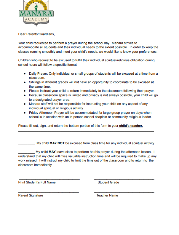Prayer Permission Form