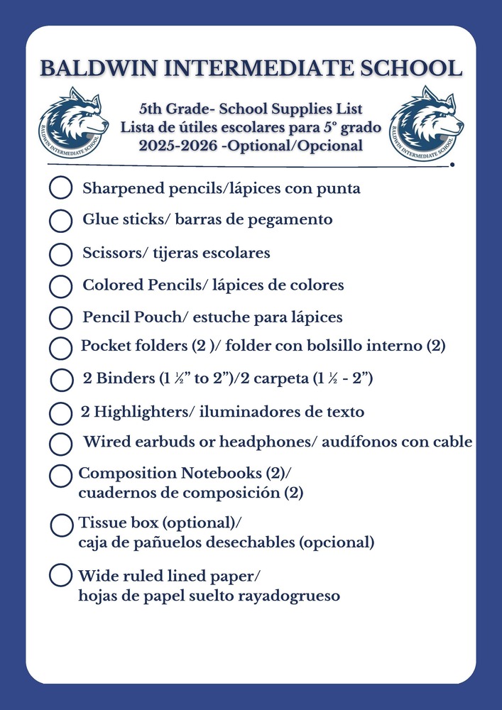 School Supply List