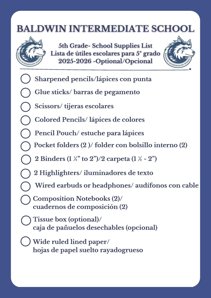 School Supply List