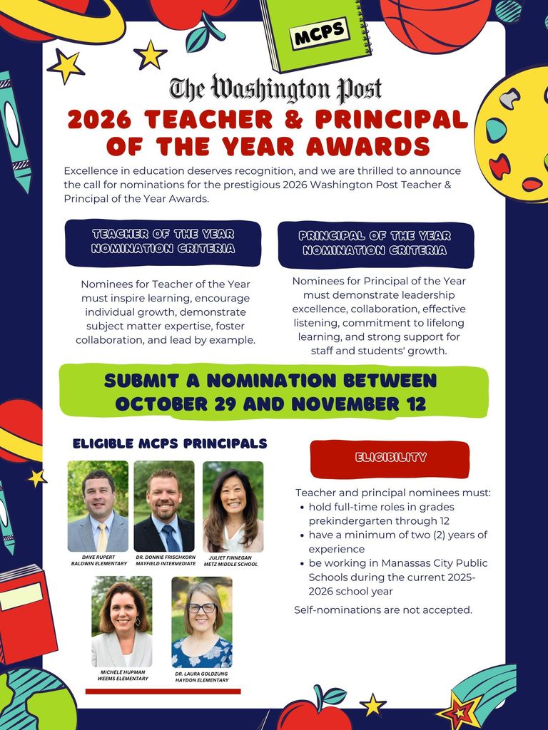 2026 Teacher & Principal of the Year Awards flyer