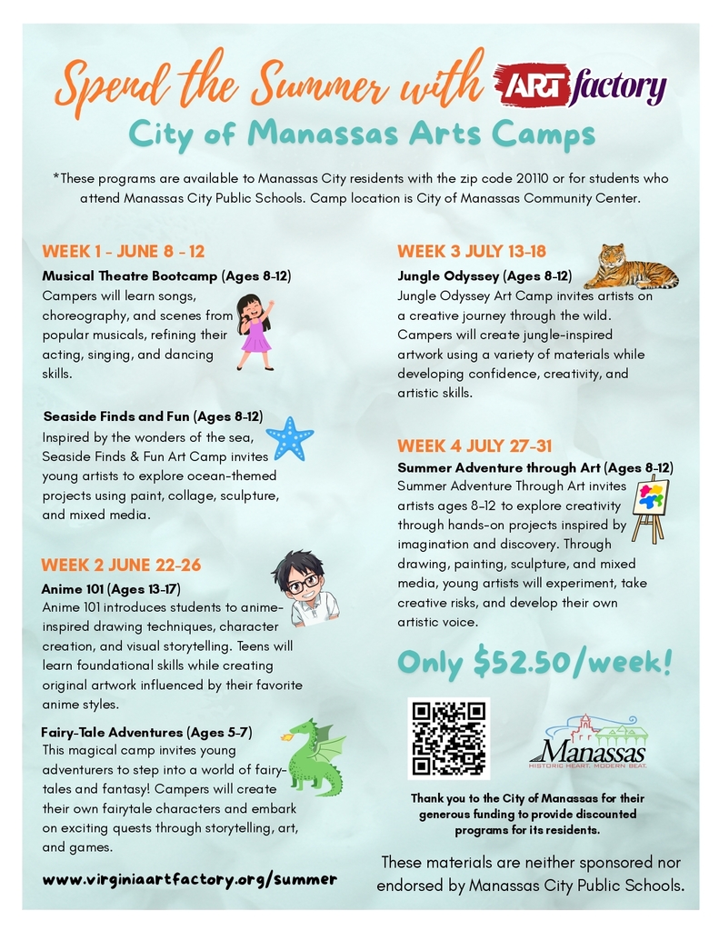 Art Factory City of Manassas Summer Camps