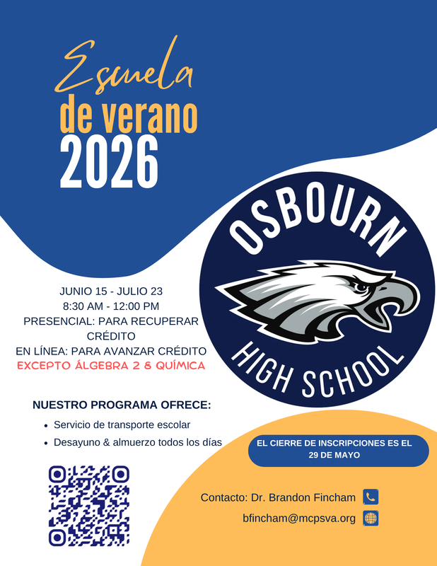 Osbourn Summer School Registration Information