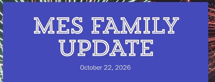 MES Family Update title blue background white writing