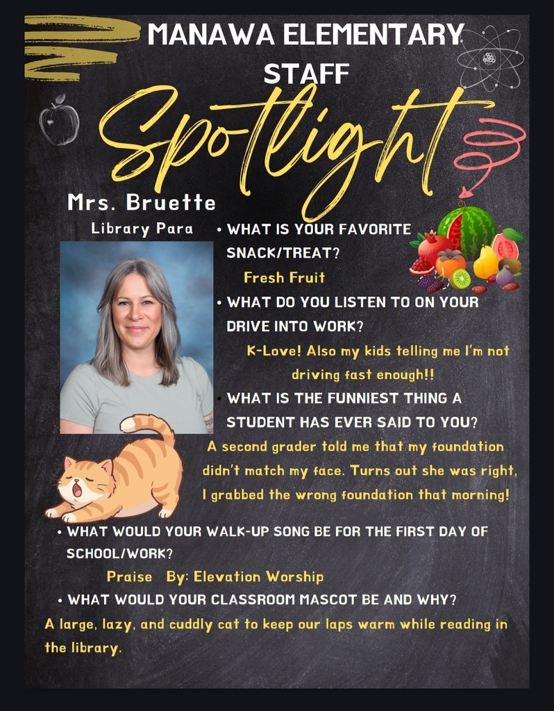 MES Staff Spotlight poster Mrs. Bruette questions and answers
