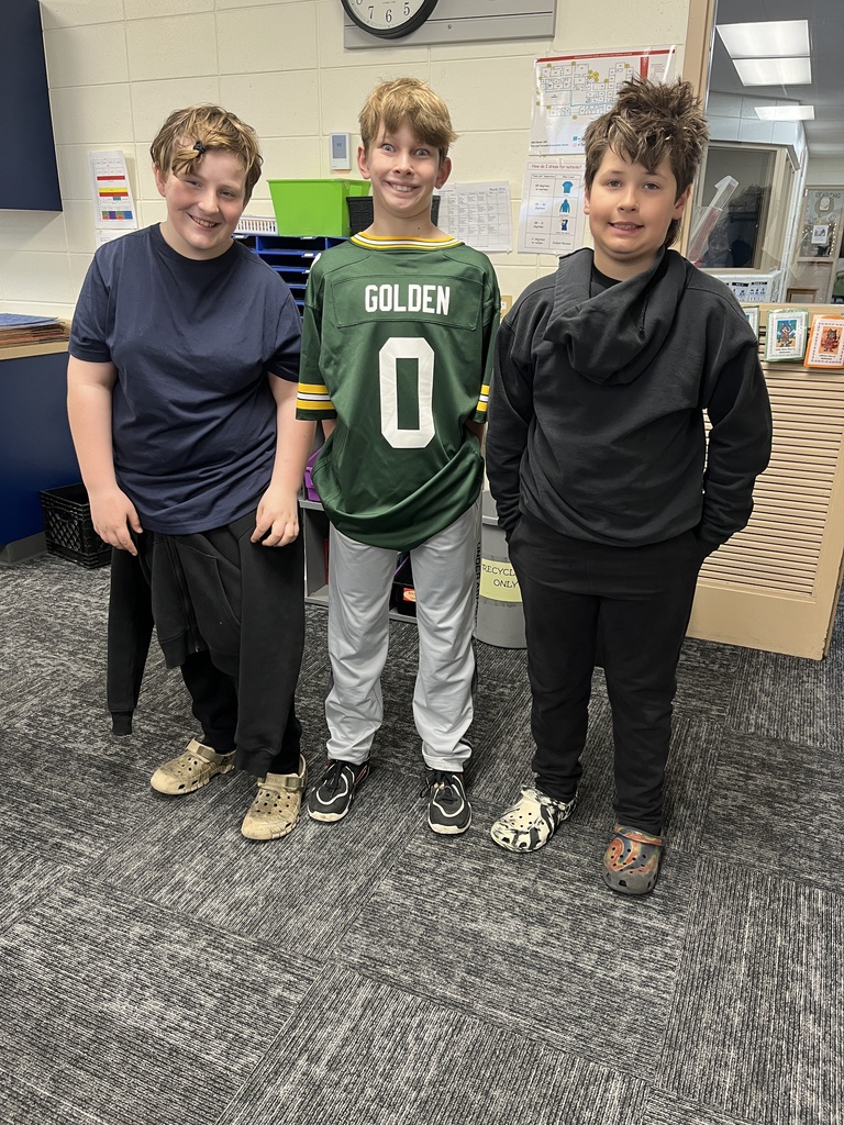 4th grade boys in their Wacky Wednesday attire