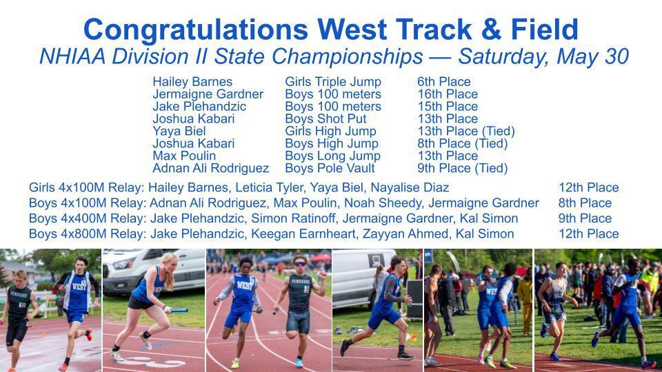 Track & Field Results ~ Saturday, May 30th