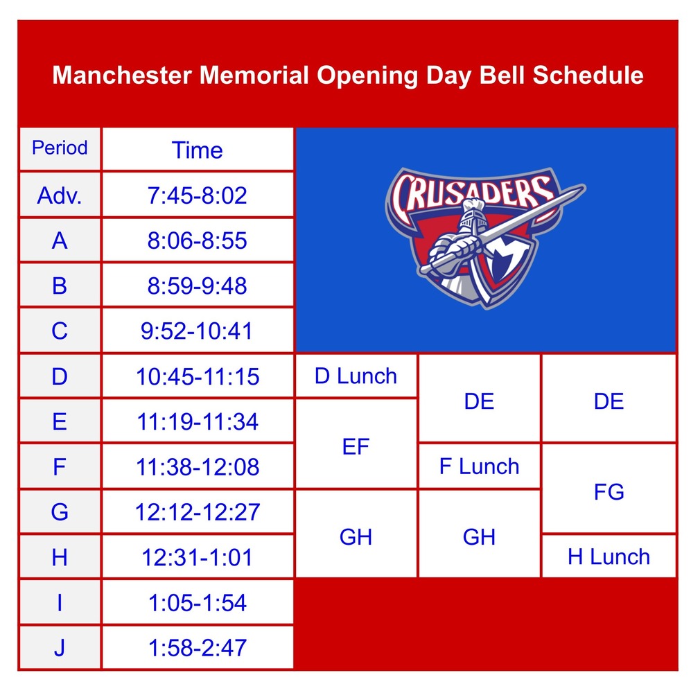 Opening Day Bell Schedule