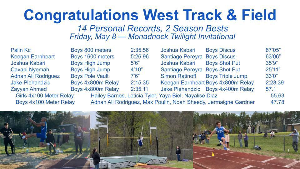 Congratulations West Track & Field