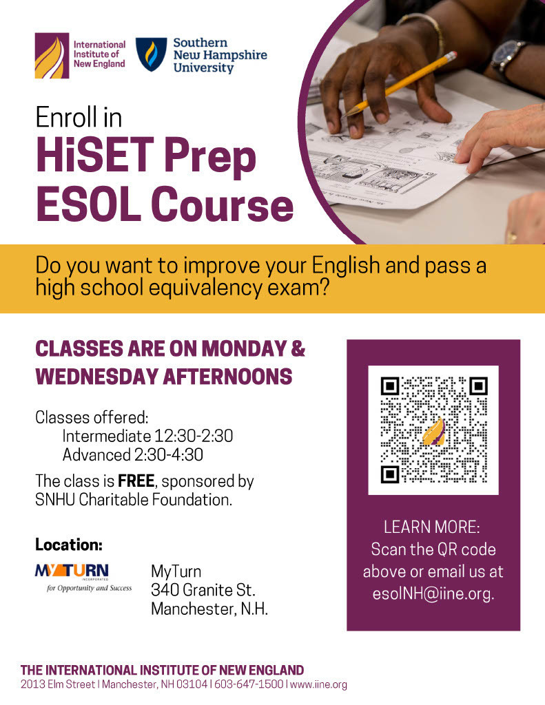 Flyer: Enroll in HiSet Prep ESOL Course