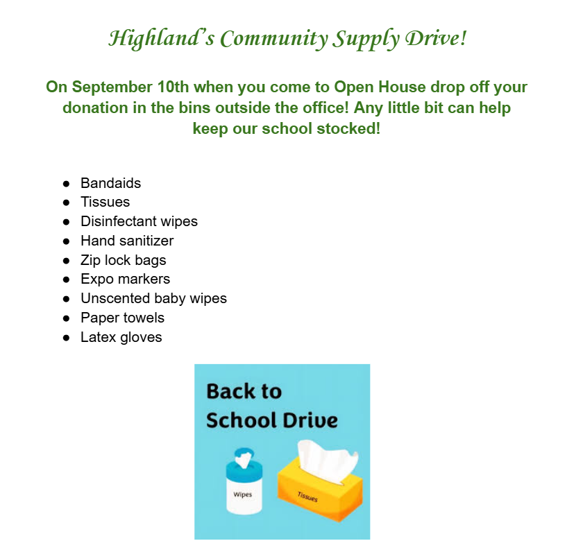 Community Supply Drive!