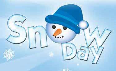 Snow man and words snow day