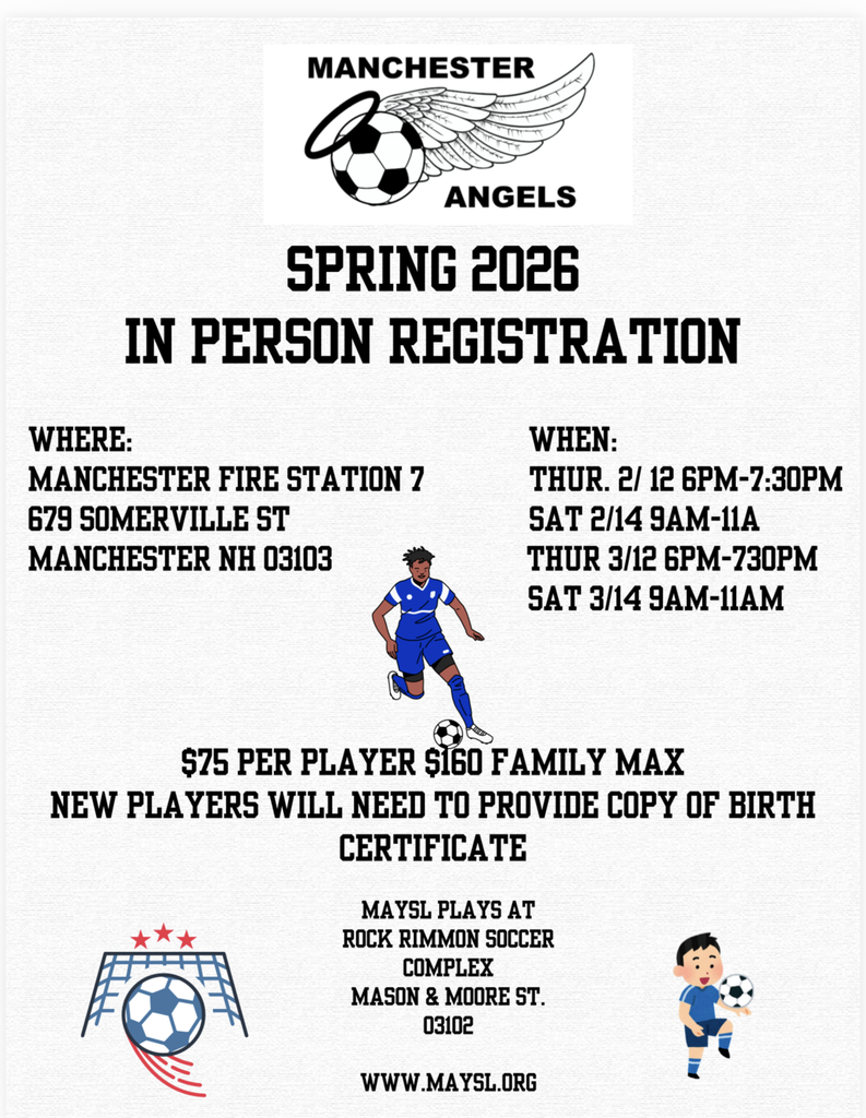Flyer: Manchester Angels Spring Soccer Registration!