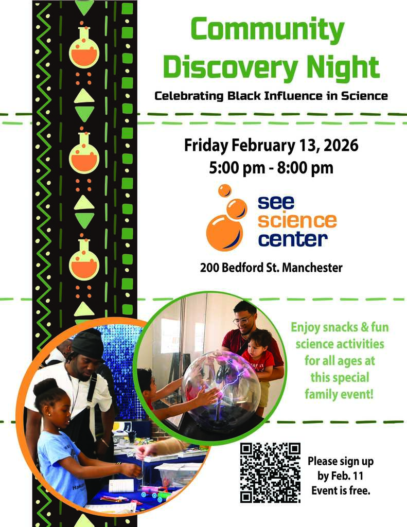 Flyer: Community Discovery Night - Celebrating Black Influence in Science at the see science center
