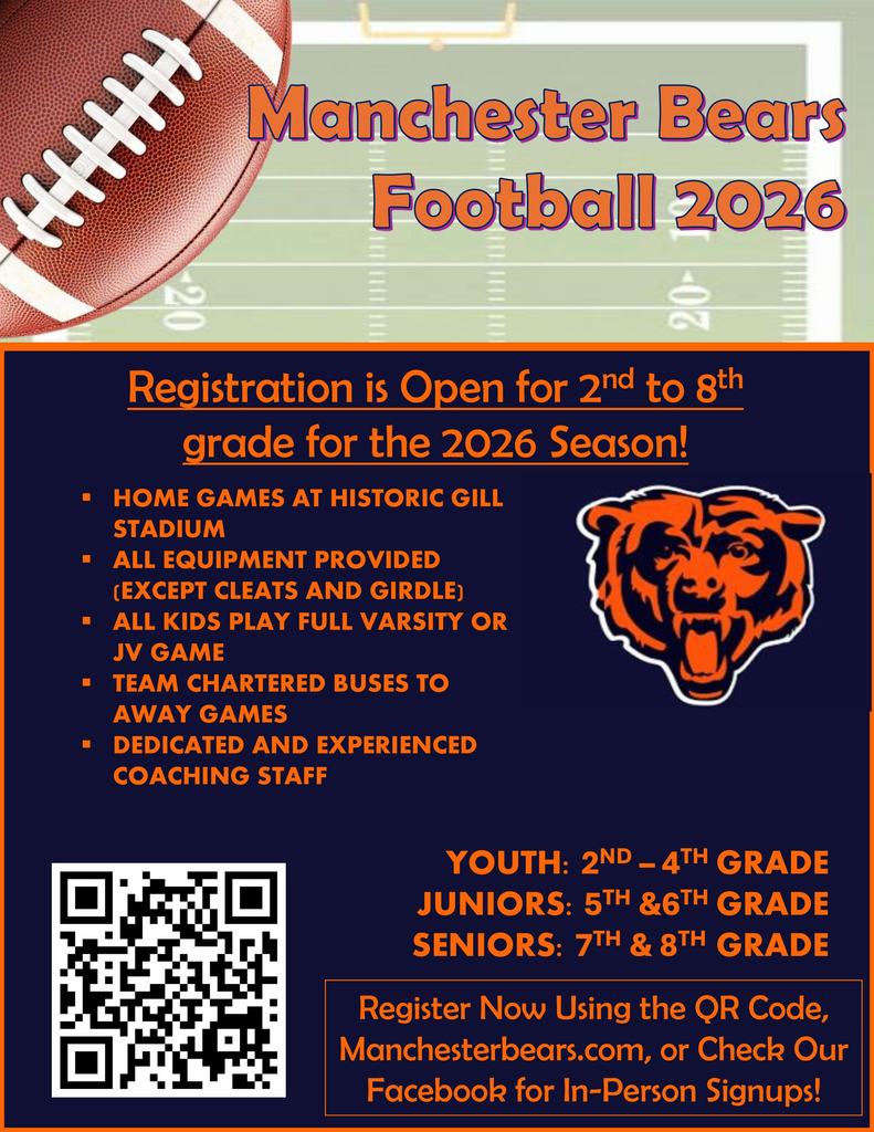 Manchester Bears football 2026 flyer