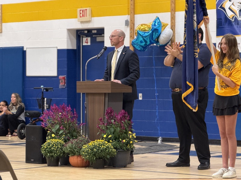 Ribbon cutting ceremony at McLaughlin Middle School for addition and renovation