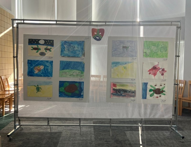 Sea turtle artwork created by Central High adaptive art students