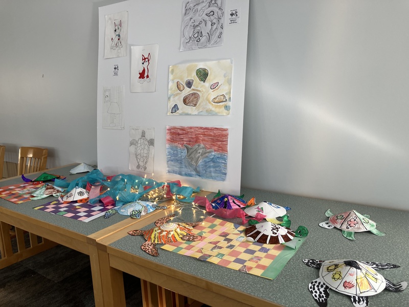 Sea turtle artwork created by Central High adaptive art students