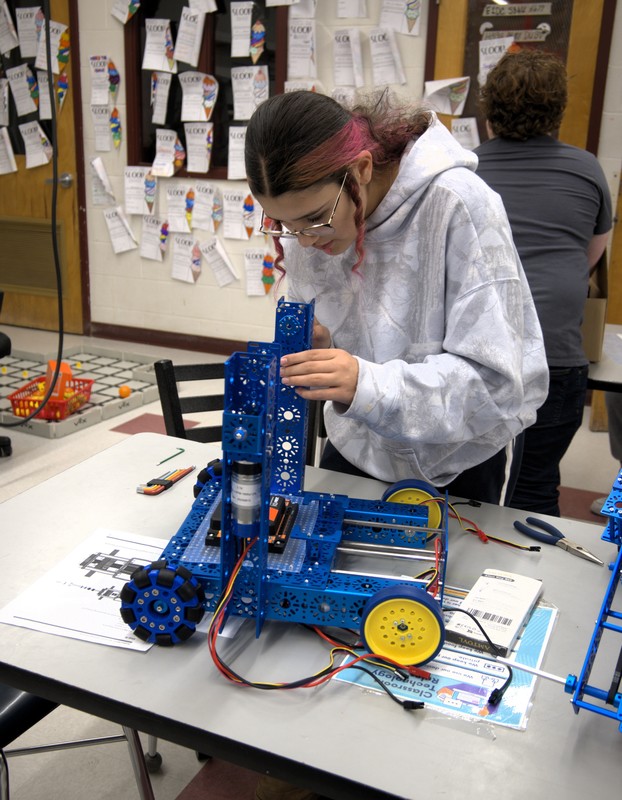 parkside student works on robot