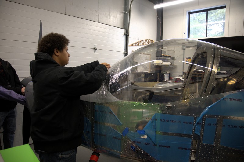 MST student works on plane
