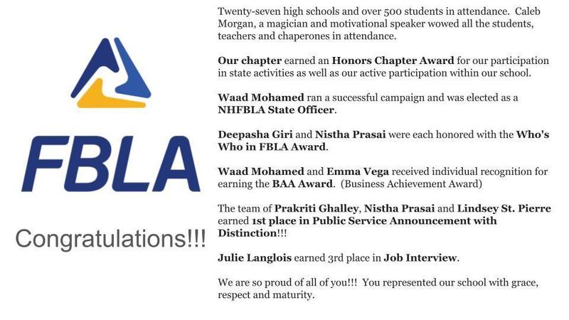 FBLA State Leadership Conference Results 2026