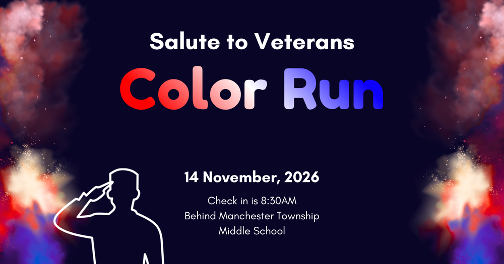 Flyer for MTMS Salute to Veterans Color Run on November 14th, check in at 8:30AM 